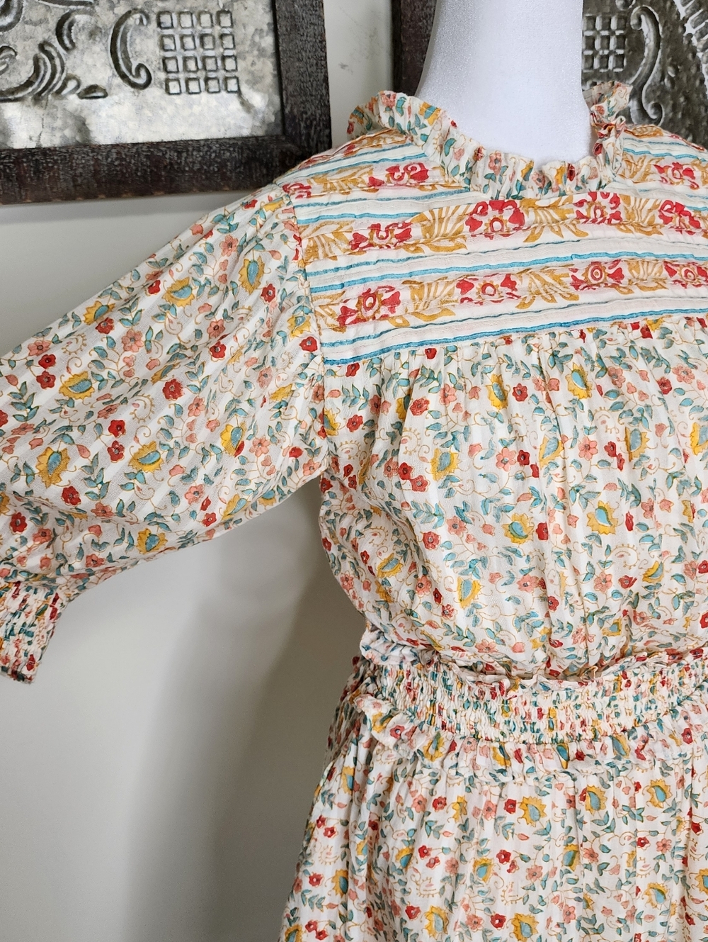 Cleobella Dallas Floral Tie-Back Mini Dress Medium Organic Cotton Cottagecore - Picture 7 of 16
